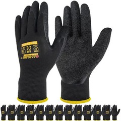 Gasoline 13Gauge Polyester Latex Crinkle Palm Dipped Black Gloves / 12Pairs