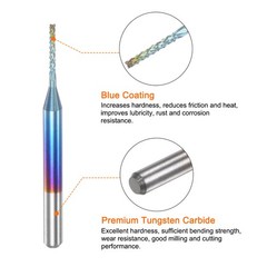 10pcs 1/8″ Shank 1mm Tungsten Carbide Blue Coated End Mill CNC Router Bits
