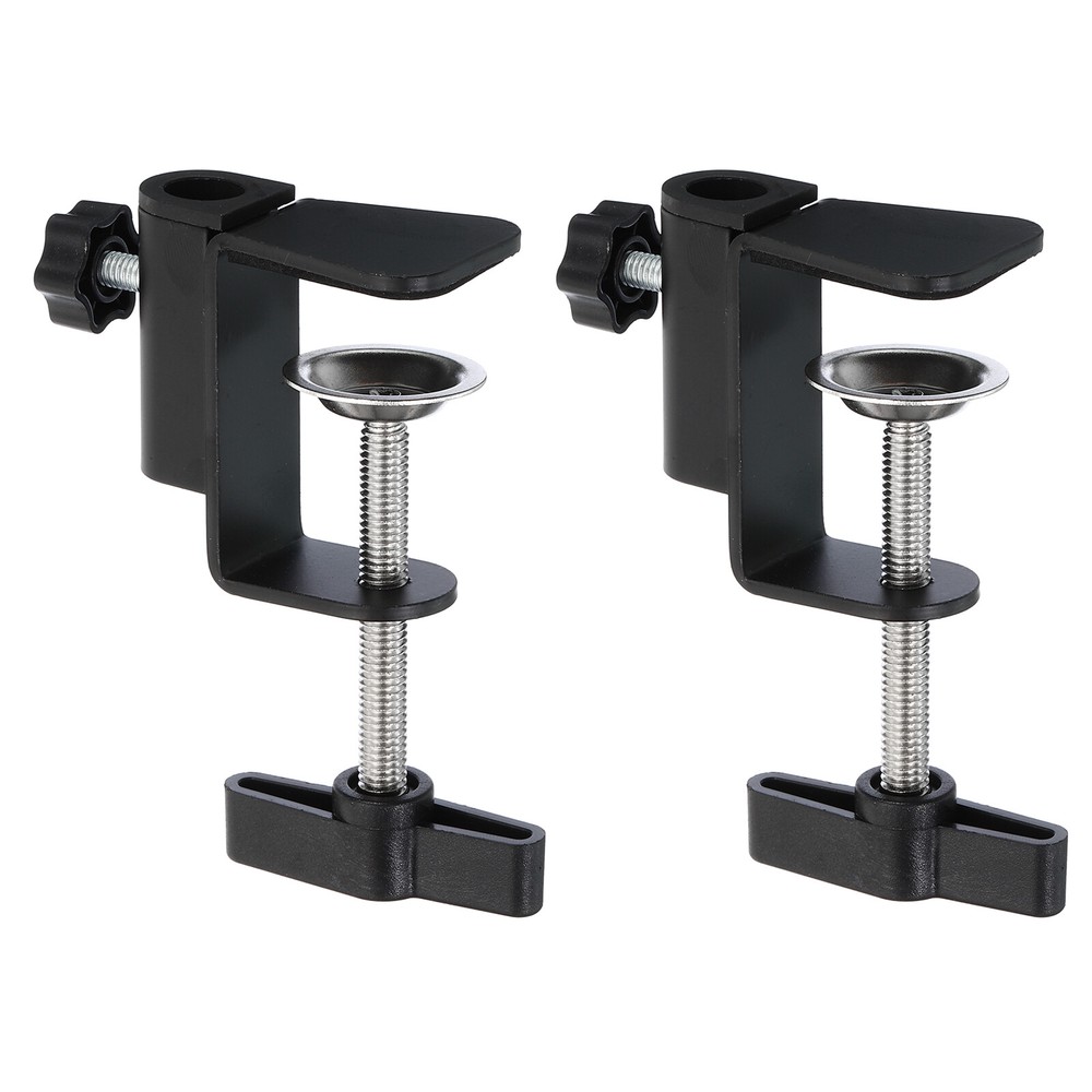 2Pcs 0.49″ Hole Dia. Universal C-Clamp Desk Clamp for Table Lamp Mic Arm Black