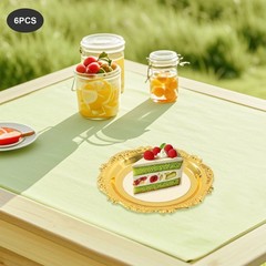 6PCS Vintage Snack Plates 10cm/3.94in Round Restaurant Serving Trays Set Gold