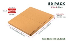 50 Pack LP Mailers, 12.8×12.8×1 inch Vinyl Record Shipping Boxes