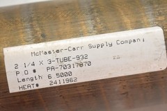McMaster-Carr 2-1/4 X 3 OD 932 Bronze Tube Bar 6.5 In Length Round Cored Stock