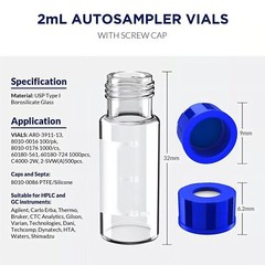 1000PCS 2ml Autosampler Vials+Pre-Slit Caps 9-425 Glass Bottle Screw Top HPLC GC