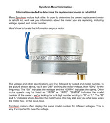 Synchron damper motor 38572R for Ztech Buetler Damper 24vac Long Pin motor