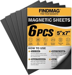 Magnetic Adhesive Sheets, 6 Pack Each 5″ x 7″ Flexible Magnet Strips with Sel…