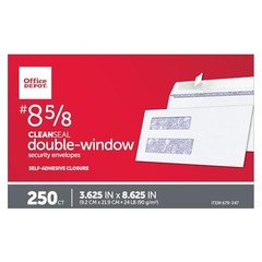 OFFICE DEPOT DOUBLE-WINDOW ENVELOPES #8 5/8″W X 8 5/8″H, 679-347 – WHITE