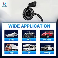 15A 125V AC Port Plug, 5-in-1 T-Blade Adapter & 18” Extension Cord Waterproof