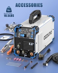 AZZUNO Aluminum TIG Welder AC/DC 200Amp with Pulse, HF/COLD/TIG/Stick 110V/220V