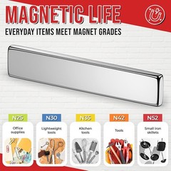 FINDMAG Strong Bar Magnets N52 Heavy Duty Neodymium 60x10x3mm 40lbs Silver