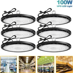 6Pcs 100W UFO Led High Bay Light Industrial Commercial Factory Warehouse 90-277V