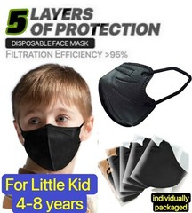 10/40Pcs Black KN95 Protective 5 Layer Face Mask BFE 95% Disposable Masks kids