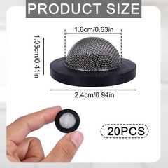 BOXOB 20pcs Garden Hose Screen Filter, Stainless Steel Rubber black, silver