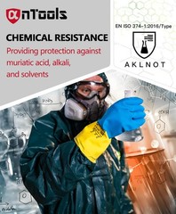 AnTools 2 Pairs Neoprene and Rubber Blend Heavy-Duty Chemical Gloves Protective