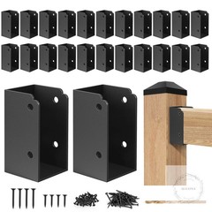24 Pack Deck Railing Bracket Connectors for 2×4 Wood Posts, Heavy Duty Steel