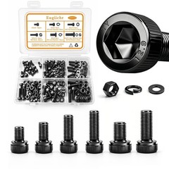 220PCS M3 M4 Screws Assortment Kit, Hex Socket Head Bolts, Nuts & Washers Ass…
