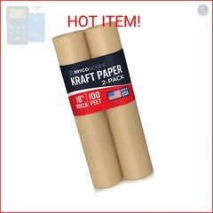 Bryco Goods (Pack of 2) Brown Kraft Packing Paper Rolls – 18″ x 100′ (1200”) – M