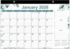 2026 Desk Calendar – 12 Months Calendars from January 17″ x 12″, Green Leaf