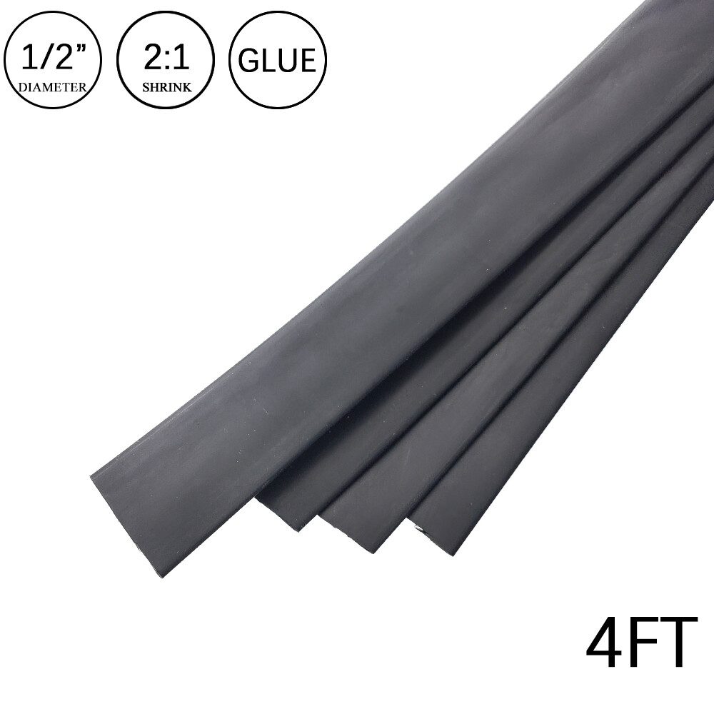 2:1 Heat Shrink Tubing Tube 1/2″ Black Glue Waterproof Dual Wall Wires Wrap