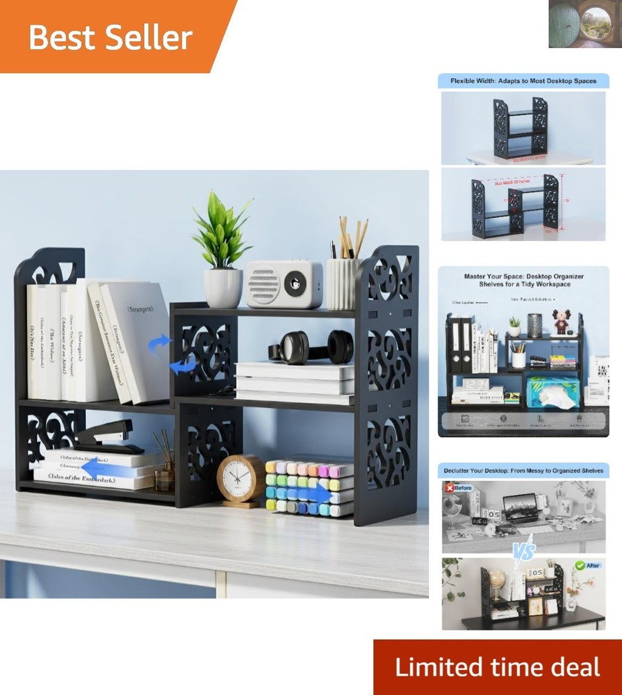 Elegant Black PVC Shelves for Desk – Adjustable & Stylish Organizer for Any Room