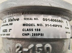 U.S. Valve 2″ 316 SS Wafer Check Valve, 31-1-4SPV16, Viton, 286 PSI, Class 150
