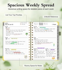 2026 Weekly /Monthly spiral planner, appointment book -5.75″ x 8.38″-green color