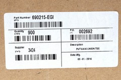 6mm (1/4 in.) Pneumatic Push in UnionTEE Fitting, Quick Connect, 900pcs