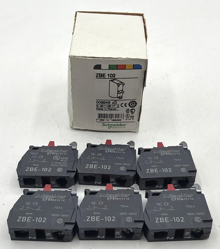 Lot of 6 NEW Contact Block Schneider Electric ZBE-102 ZBE102 US Inventory