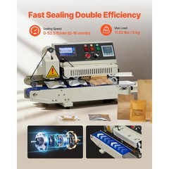 Uimoso Continuous Horizontal Band Sealer Machine, 0.24-0.47 in Seal Width