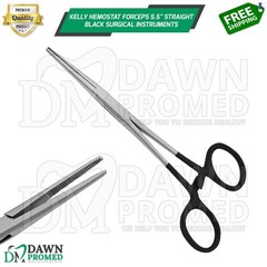 Kelly Hemostat Forceps 5.5″ Straight Black Surgical Instruments German Grade