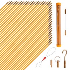 50FT Fiberglass Wire Pulling Rods – Electrical Cable Fishing Tools Kit with Atta