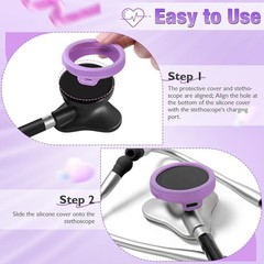3 Pcs Silicone Chestpiece Covers for EKO CORE 500 Stethoscope Gradient Purple
