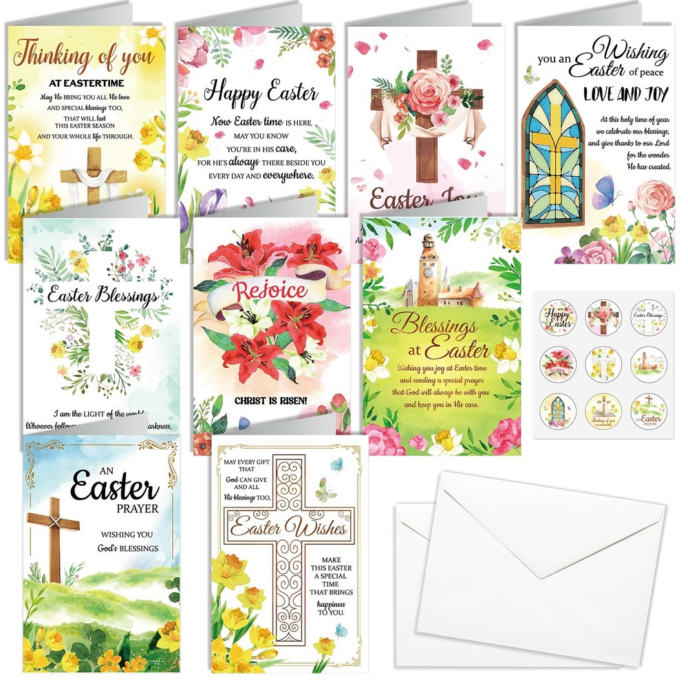 HOWAF 18pcs Easter Greeting Cards He Is 5.9 inches by 3.9 inches, multi color