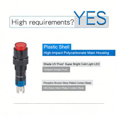 8mm Plastic 1NO1NC Round head momentary illuminated pushbutton switch LAS4Y-11/R