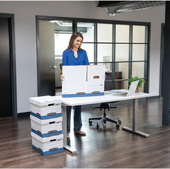20 Pack Medium-Duty File Storage Boxes with Lift-Off Lid, White/Blue