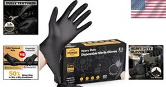Durable 6 Mil Black Nitrile Disposable Gloves | Powder-Free, Waterproof, 100ct