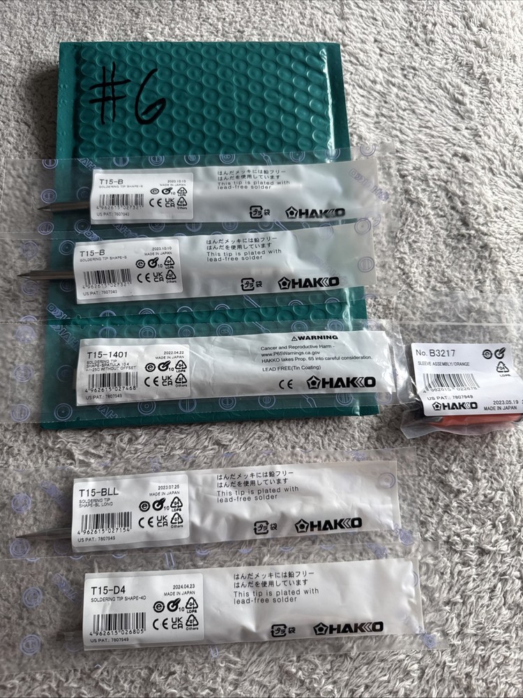 NEW Lot of 5 Hakko T15-D4 B BLL Soldering Tips Conical 1 Grip B3217