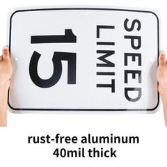 Large Speed Limit 15 MPH Sign, 18″x 12″ .04″ 18” x 12”, Reflective Yellow