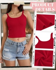Ficerd 3 Pack Women’s Spaghetti Strap Ribbed Tank Tops Scoop Neck Cotton Crop…