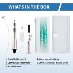 eLabPal Dental Slow Low Speed Handpiece Straight Contra Angle Air Motor 4Holes