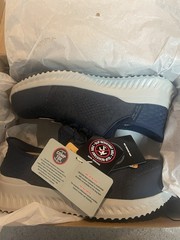 Sketchers Work Shoes Slip In Memory Foam Slip Resistant Mens Size 8.5 Navy Blue
