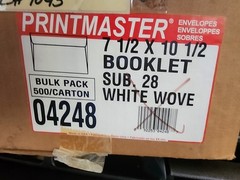 7 1/2″ x 10 1/2″ (7.5″ x 10.5″) 28/70 lb. **300ct** White Envelopes Booklet Flap
