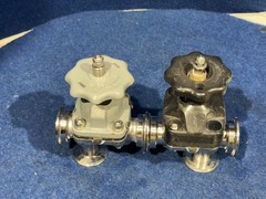 Lot of 2 ITT Dia-Flo 1819 1in CF3M 3-Port Sanitary Diaphragm Valve