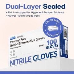 Supmedic Medical Nitrile Exam Medium (Pack of 100), 100 (Blue Iris)