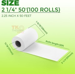 100 POS Receipt Paper Rolls 2 1/4″ x 50′ – Retail Business