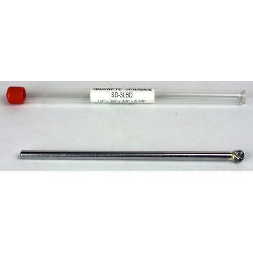 Carbide Burr (SD-3L6D) Ball Shape – Double Cut – 1/4 x 3/8 x 3/8 x 6 3/8