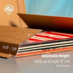 Vinyl Record Shipping Boxes with Fragile Stickers, LP Mailers 12-inch, Kraft
