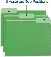File Folders Letter Size 1/3 Cut Tabs 100 Pk Various Colors Two Tone Durable