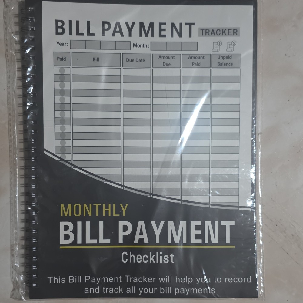 Bill Payment Tracker Monthly Checklist Spiral-Bound Large Paper Planner Undated