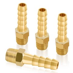 KOOTANS 4pcs Brass Hose Barb Fittings 1/4″ Hose Barb to 1/8 NPT Male Thread Air