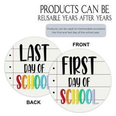 MDPrints First And Last Day of School Board 8 Inch Round Wooden Double Sided